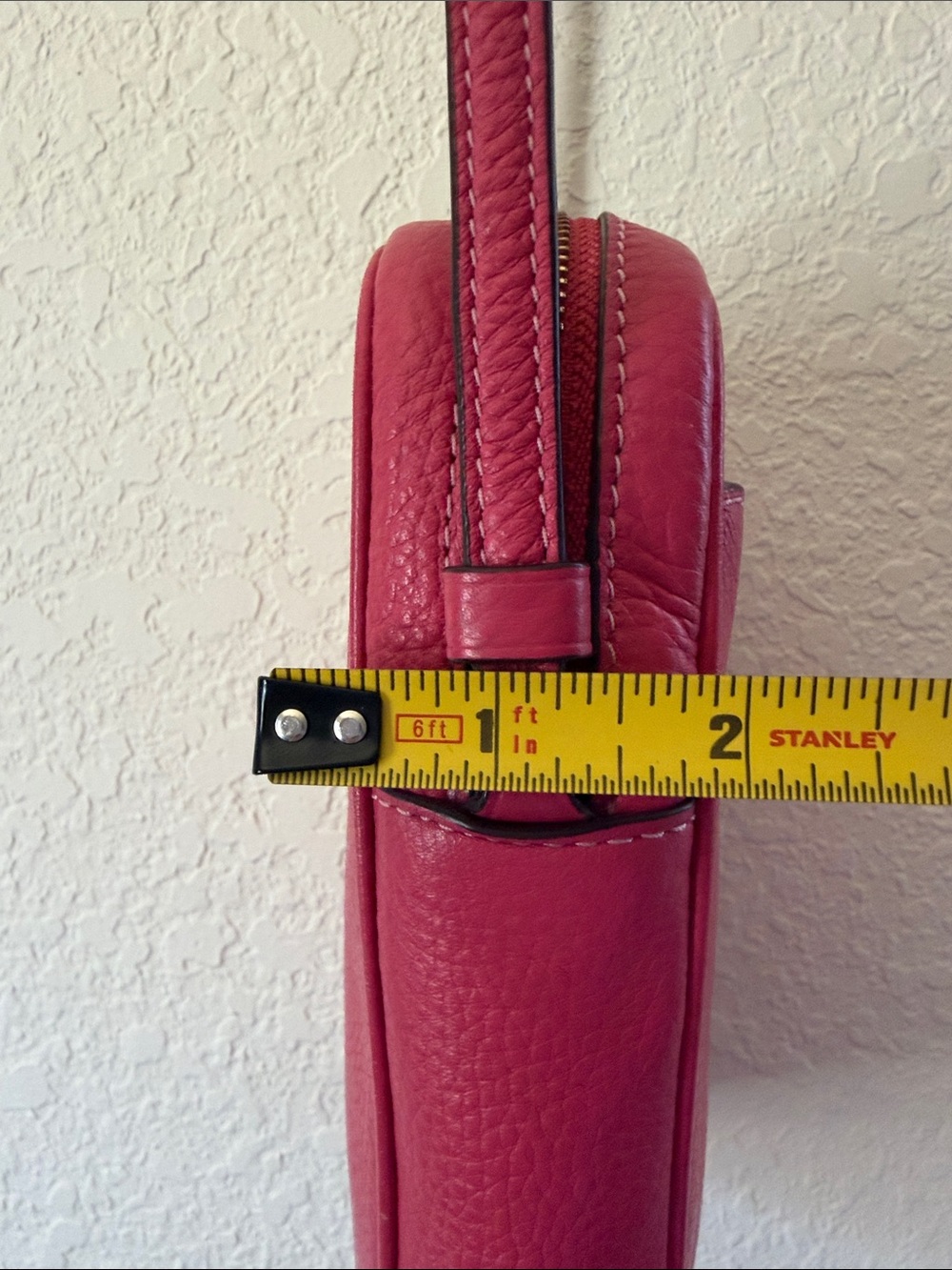 Coach Pebbled Leather Phone Crossbody - Pink with Gold Logo - Picture 11 of 14